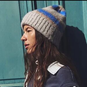 Free People in This Groove Striped Beanie in Prep Stripe